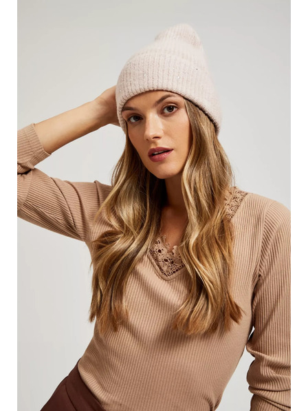 Moodo Плетена шапка, пудрово розова Moodo