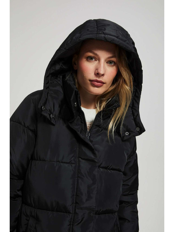 Moodo Подплатено яке с качулка черно Moodo