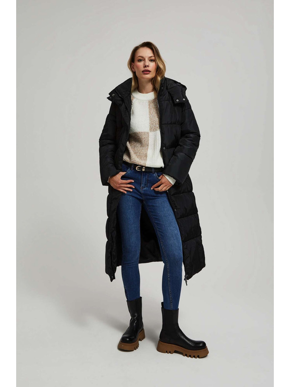 Moodo Подплатено яке с качулка черно Moodo