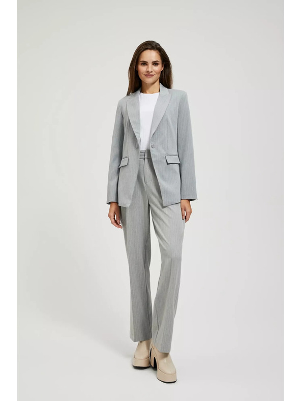 Moodo Сиво едноредно сако с фини ивици Moodo