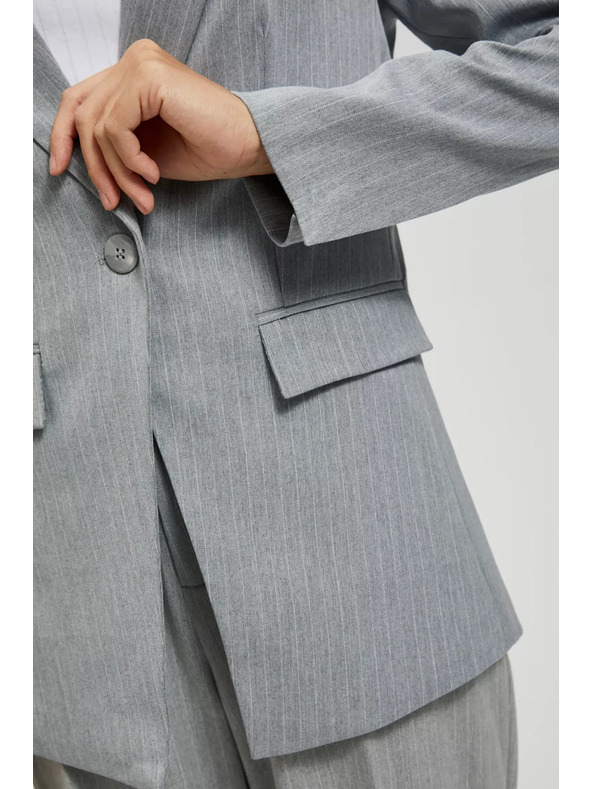 Moodo Сиво едноредно сако с фини ивици Moodo