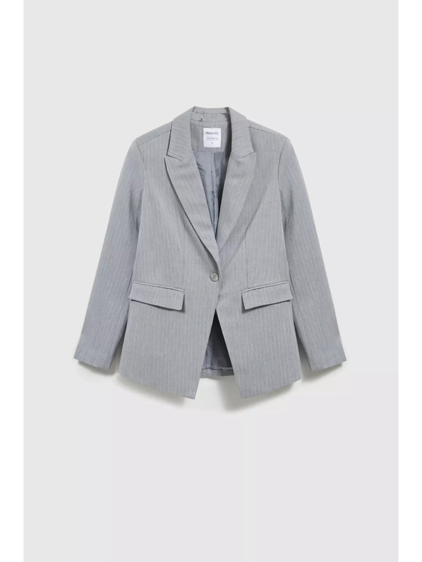 Moodo Сиво едноредно сако с фини ивици Moodo