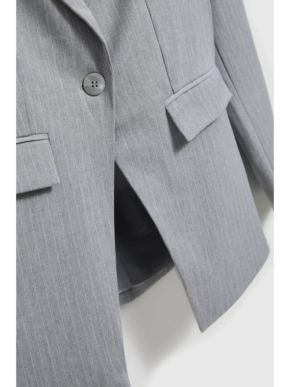 Moodo Сиво едноредно сако с фини ивици Moodo