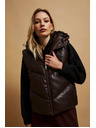 Moodo Подплатена грейка с качулка, кафява Moodo