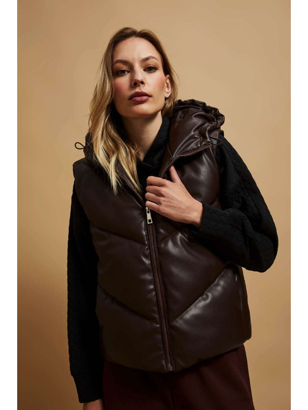 Moodo Подплатена грейка с качулка, кафява Moodo