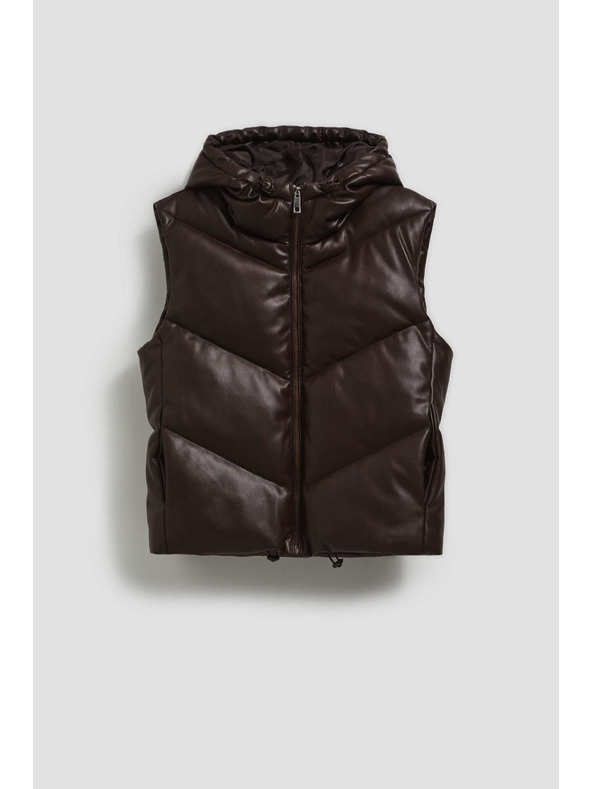 Moodo Подплатена грейка с качулка, кафява Moodo