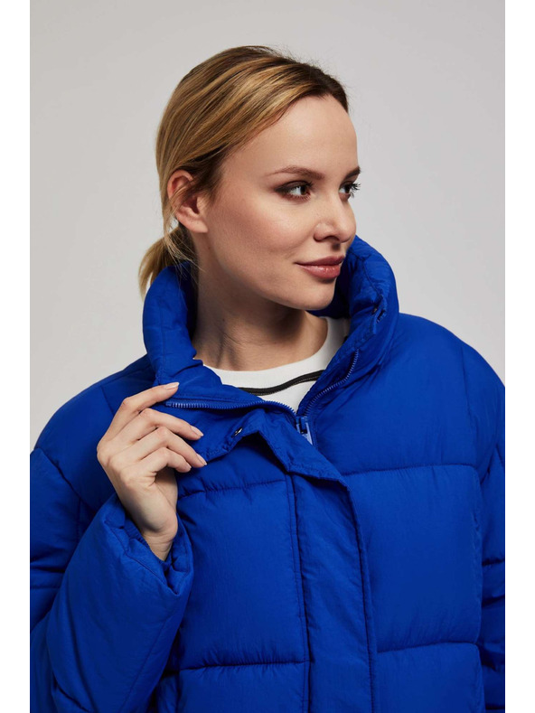 Moodo Късо подплатено яке с качулка, тъмносиньо Moodo