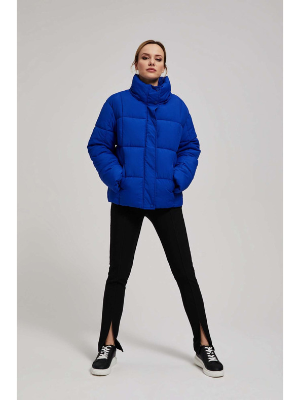 Moodo Късо подплатено яке с качулка, тъмносиньо Moodo