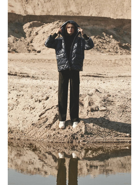 Moodo Металик подплатено яке, тъмносиньо Moodo