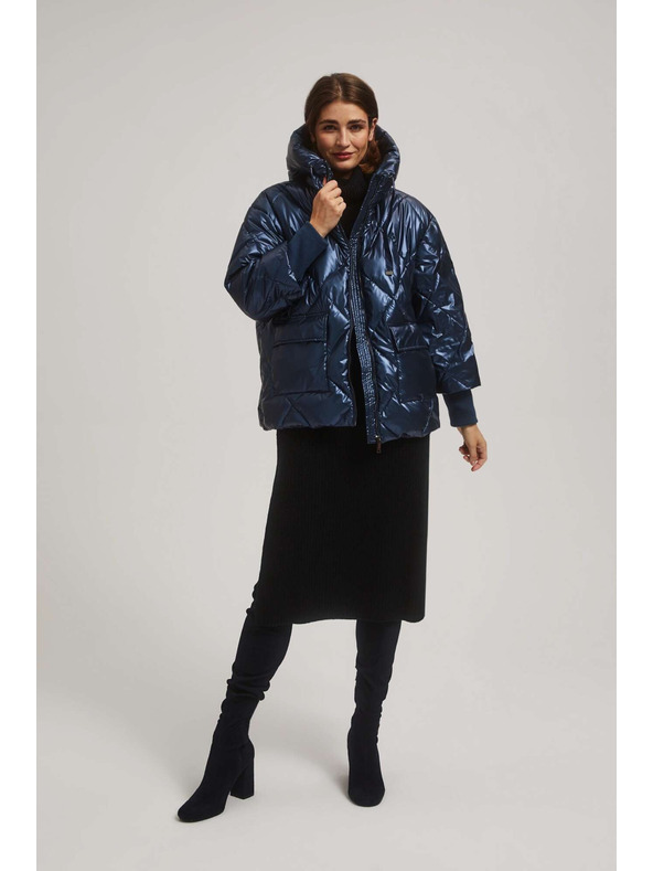 Moodo Металик подплатено яке, тъмносиньо Moodo