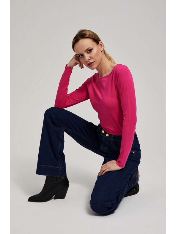 Moodo Тъмносини широки дънки със среден колан Moodo