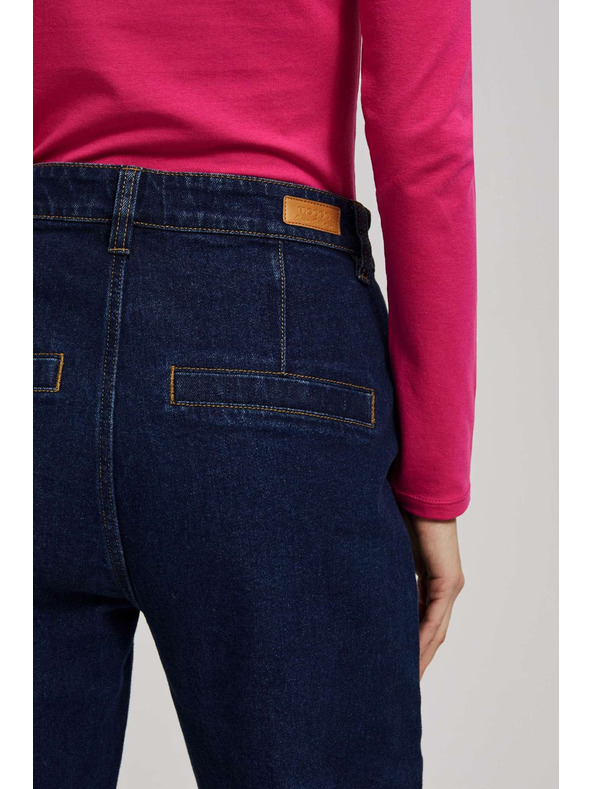 Moodo Тъмносини широки дънки със среден колан Moodo