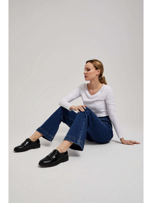 Moodo Тъмносини широки дънки с двойно закопчаване Moodo