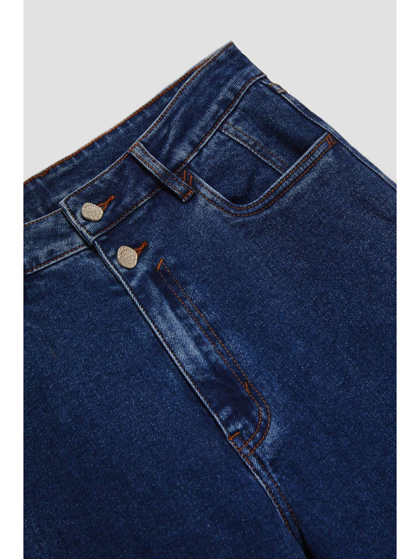 Moodo Тъмносини широки дънки с двойно закопчаване Moodo