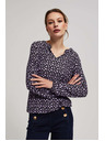 Moodo Лавандулова блуза с щампа и V-образно деколте Moodo