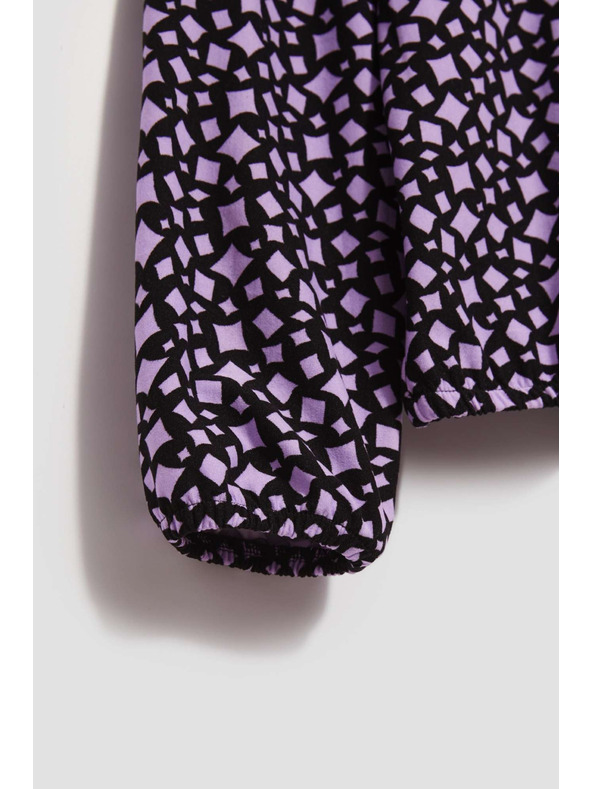 Moodo Лавандулова блуза с щампа и V-образно деколте Moodo