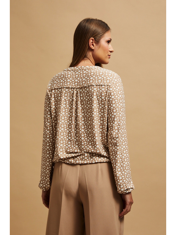Moodo Перлена блуза с щампа и V-образно деколте Moodo