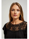 Moodo Черна тениска с дантела Moodo