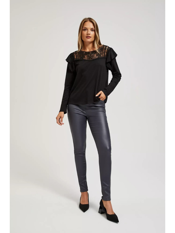 Moodo Черна тениска с дантела Moodo