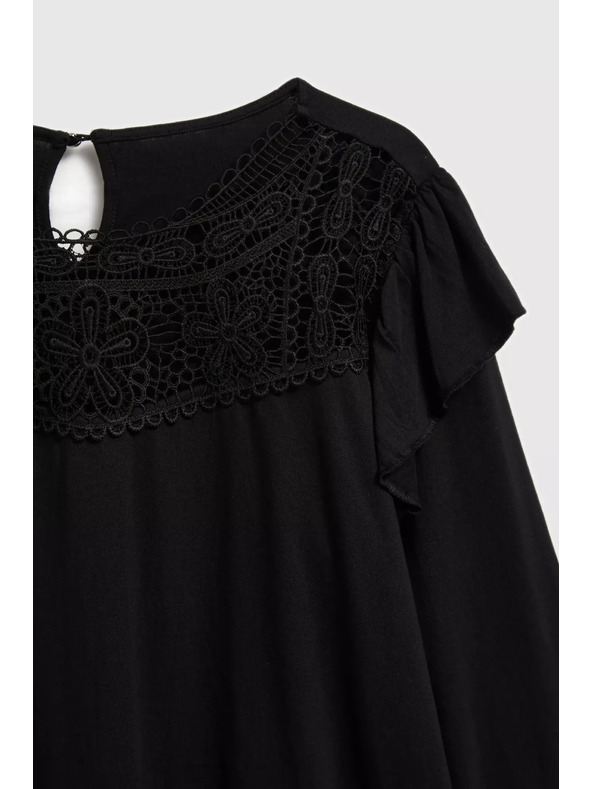 Moodo Черна тениска с дантела Moodo