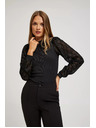 Moodo Черна блуза с декоративни ръкави Moodo