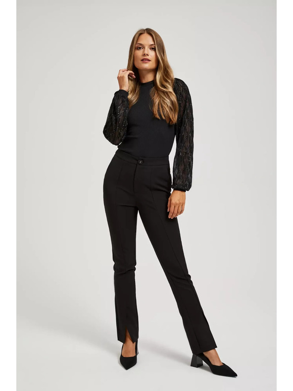 Moodo Черна блуза с декоративни ръкави Moodo