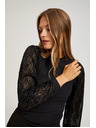Moodo Черна блуза с декоративни ръкави Moodo