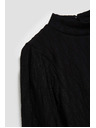 Moodo Черна блуза с поло деколте и обемни ръкави Moodo