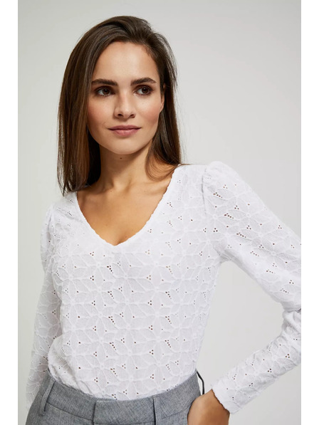 Moodo Лазурна блуза с V-образно деколте Moodo