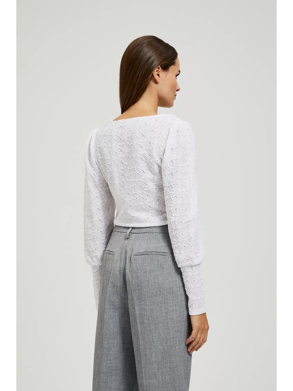 Moodo Лазурна блуза с V-образно деколте Moodo