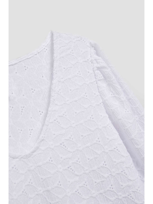 Moodo Лазурна блуза с V-образно деколте Moodo