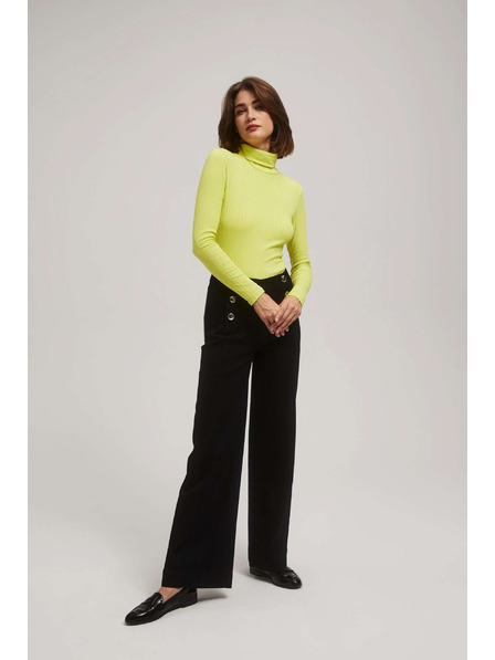 Moodo Лайм рипсена блуза с висока яка Moodo