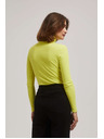 Moodo Лайм рипсена блуза с висока яка Moodo