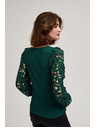 Moodo Смарагдова тениска с дантелени ръкави Moodo