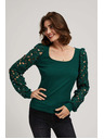 Moodo Смарагдова тениска с дантелени ръкави Moodo