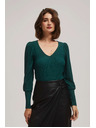 Moodo Смарагдова блуза с V-образно деколте Moodo