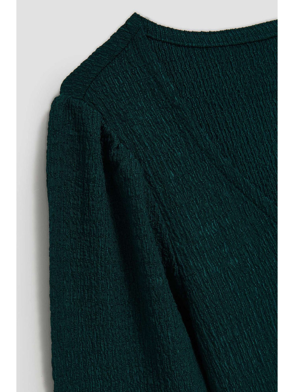 Moodo Смарагдова блуза с V-образно деколте Moodo