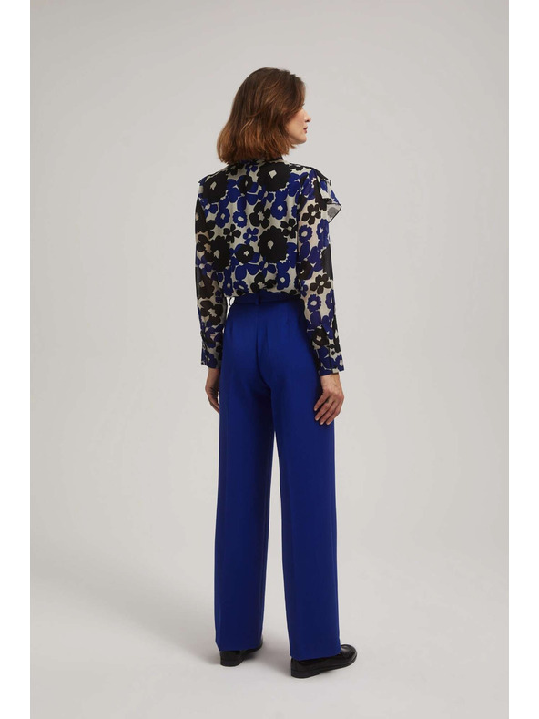Moodo Сини панталони със структура и широки крачоли Moodo