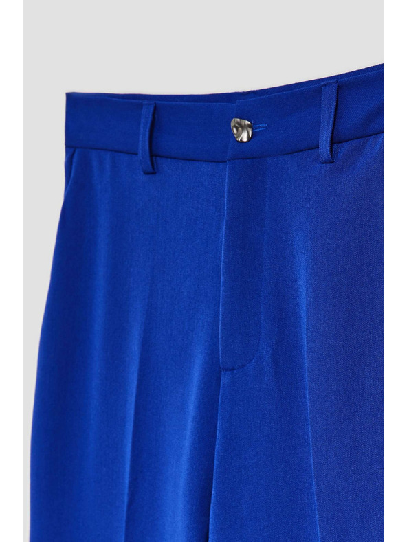 Moodo Сини панталони със структура и широки крачоли Moodo