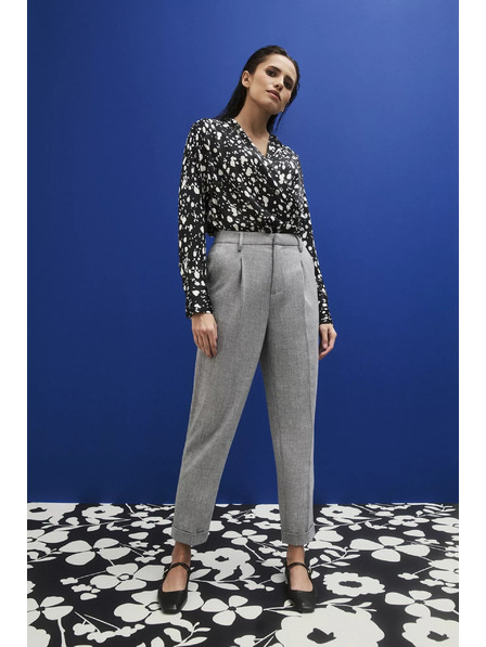 Moodo Официални сиви панталони с подгъване и прегъване Moodo