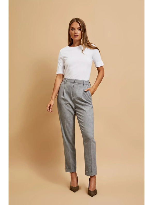 Moodo Официални сиви панталони с подгъване и прегъване Moodo