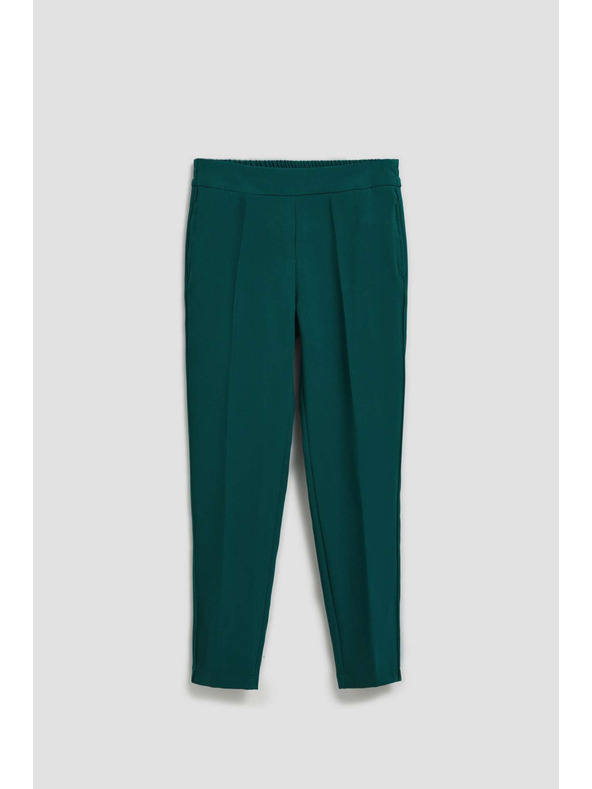 Moodo Смарагдови панталони със структура и 7/8 крачоли Moodo