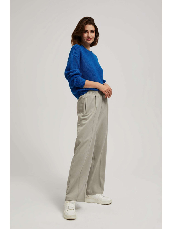 Moodo Кафяви панталони със структура и широки крачоли Moodo