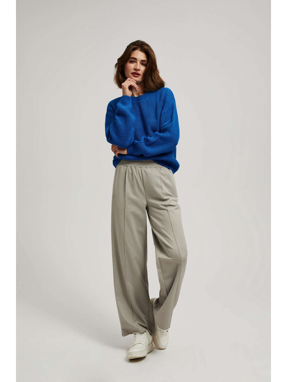 Moodo Кафяви панталони със структура и широки крачоли Moodo