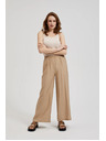 Moodo Бежови панталони с широки крачоли и ластик в талията Moodo