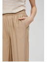 Moodo Бежови панталони с широки крачоли и ластик в талията Moodo