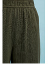 Moodo Маслинени памучни панталони с широки крачоли Moodo