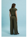 Moodo Маслинени памучни панталони с широки крачоли Moodo