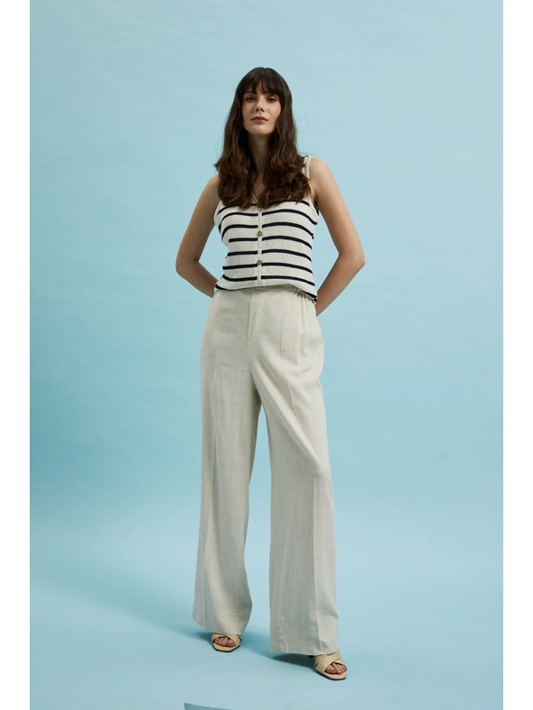Moodo Ленени панталони с широки крачоли бежови Moodo