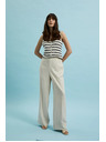 Moodo Ленени панталони с широки крачоли бежови Moodo
